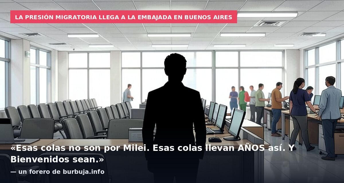 La presión migratoria llega a la embajada en Buenos Aires: «Esas colas no son por Milei. Esas colas llevan AÑOS así. Y Bienvenidos sean.» — un forero de burbuja.info
