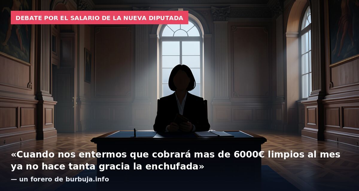 Debate por el salario de la nueva diputada: «Cuando nos entermos que cobrará mas de 6000€ limpios al mes ya no hace tanta gracia la enchufada» — un forero de burbuja.info