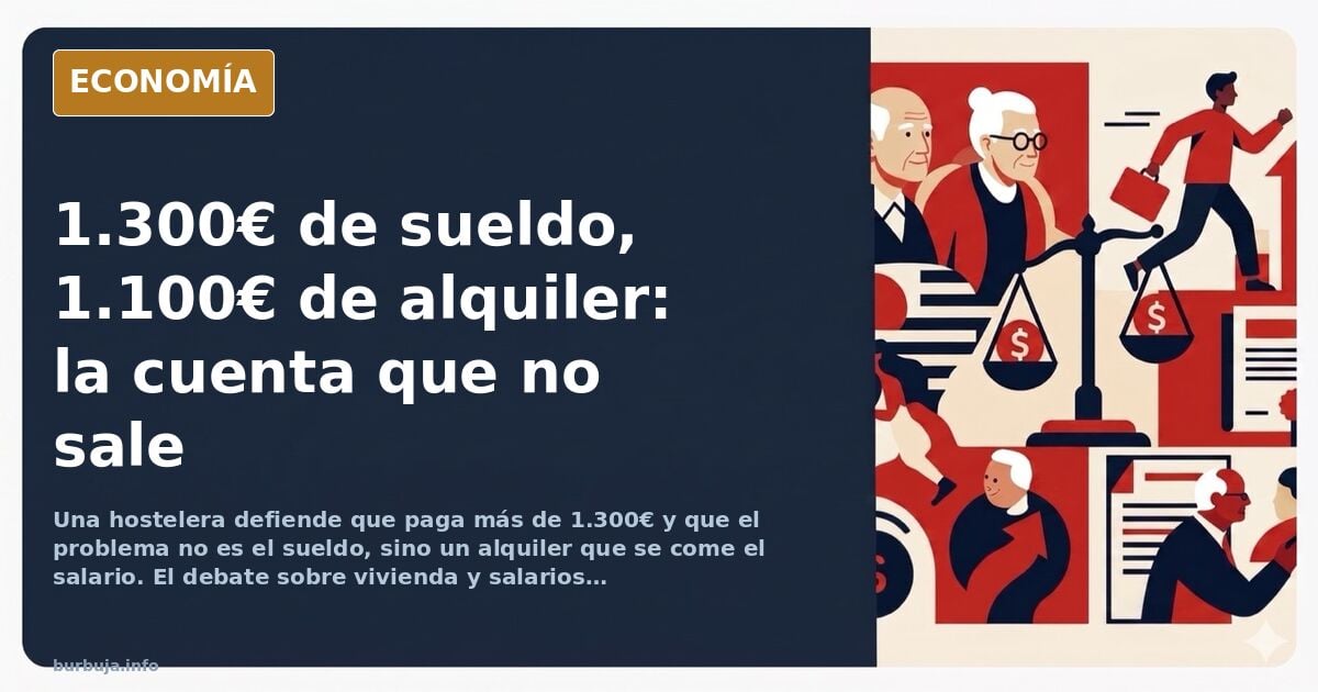 Ilustración editorial de una nómina y un recibo de alquiler sobre una mesa, con la diferencia entre ambos marcada en rojo