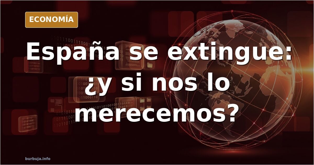 Ilustración editorial de un reloj de arena sobre un mapa de España con siluetas humanas desvaneciéndose