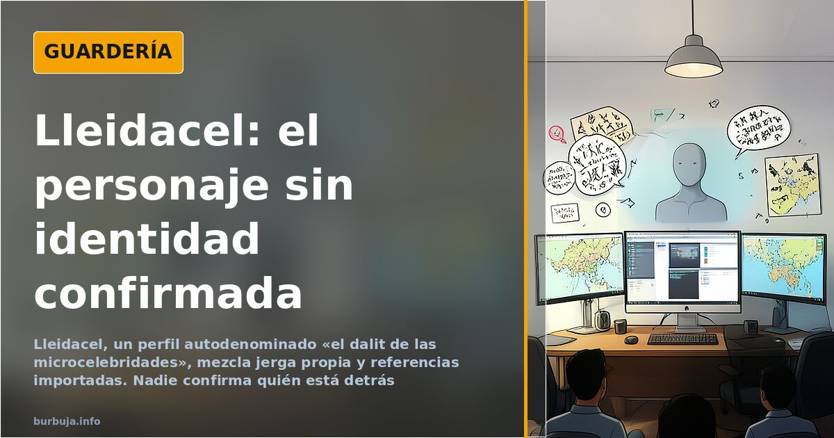 Ilustración de un perfil anónimo de redes sociales con la etiqueta Lleidacel entre bocadillos de texto ilegible