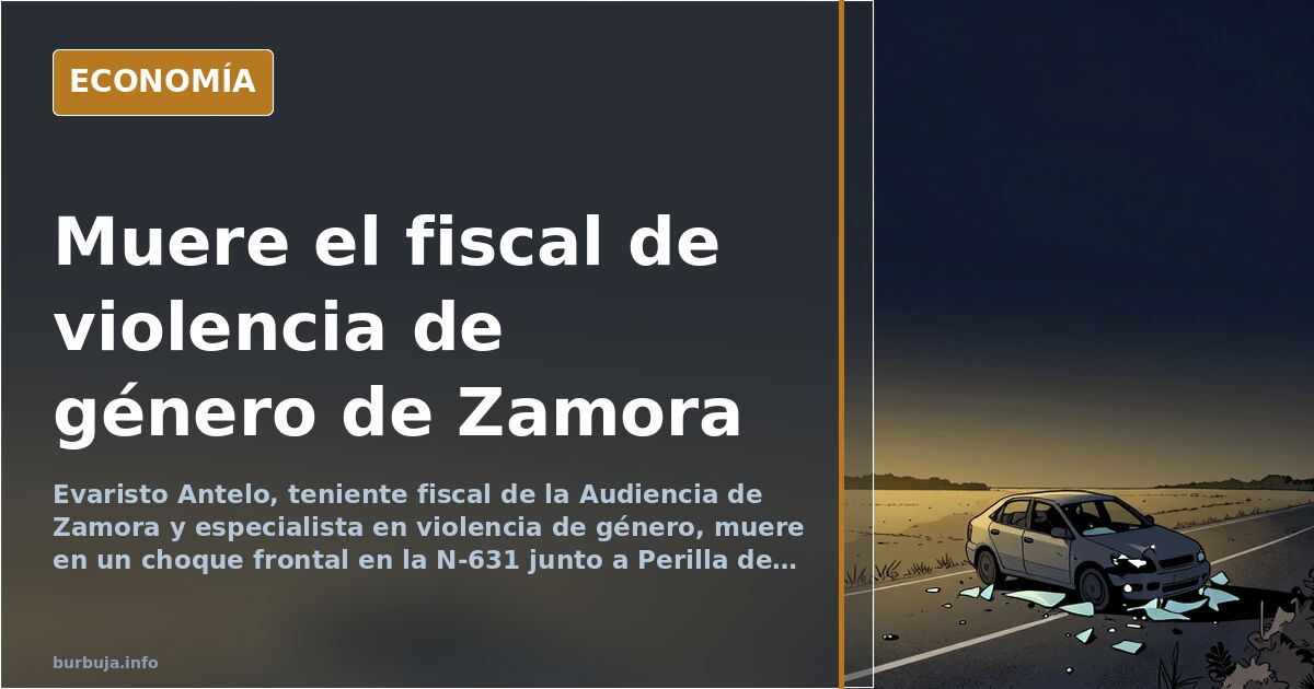 Ilustración editorial de una carretera secundaria española con dos vehículos siniestrados y un cielo nocturno sobre un paisaj