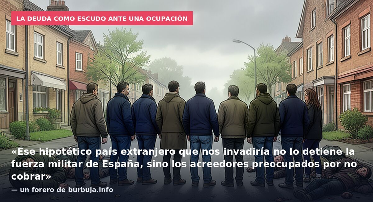 La deuda como escudo ante una ocupación: «Ese hipotético país extranjero que nos invadiría no lo detiene la fuerza militar de España, sino los acreedores preocupados por no cobrar» — un forero de burbuja.info