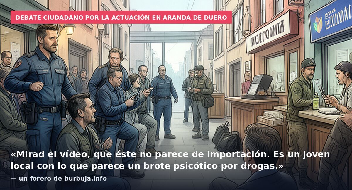 Debate ciudadano por la actuación en Aranda de Duero: «Mirad el vídeo, que éste no parece de importación. Es un joven local con lo que parece un brote psicótico por drogas.» — un forero de burbuja.info