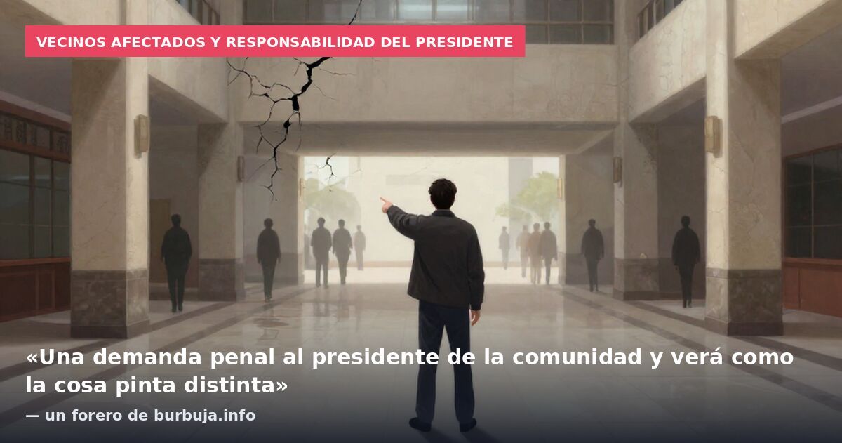 Vecinos afectados y responsabilidad del presidente: «Una demanda penal al presidente de la comunidad y verá como la cosa pinta distinta» — un forero de burbuja.info