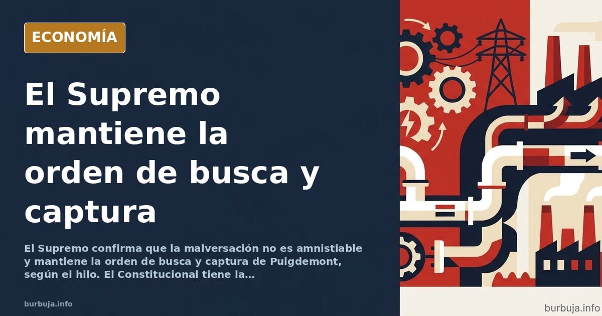 Ilustración editorial de un martillo judicial sobre un mapa de España con la palabra amnistía tachada