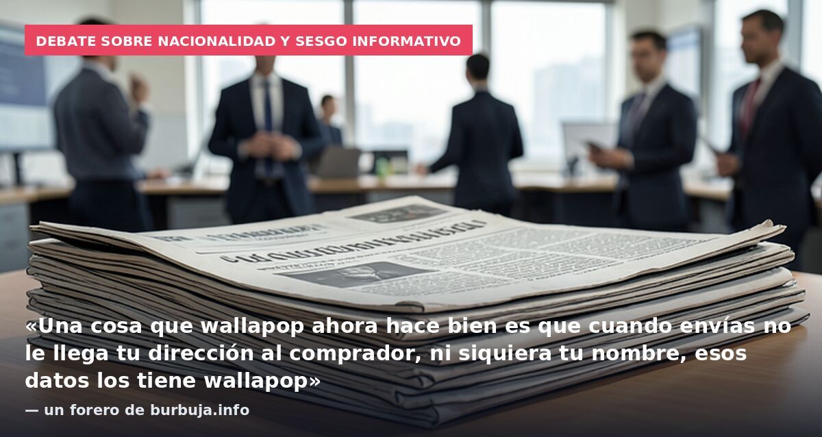 Debate sobre nacionalidad y sesgo informativo: «Una cosa que wallapop ahora hace bien es que cuando envías no le llega tu dirección al comprador, ni siquiera tu nombre, esos datos los tiene wallapop» — un forero de burbuja.info