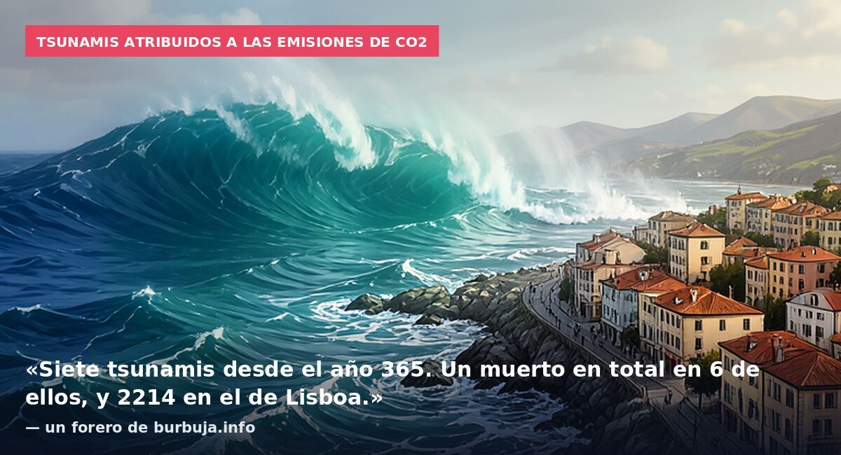 Tsunamis atribuidos a las emisiones de CO2: «Siete tsunamis desde el año 365. Un muerto en total en 6 de ellos, y 2214 en el de Lisboa.» — un forero de burbuja.info