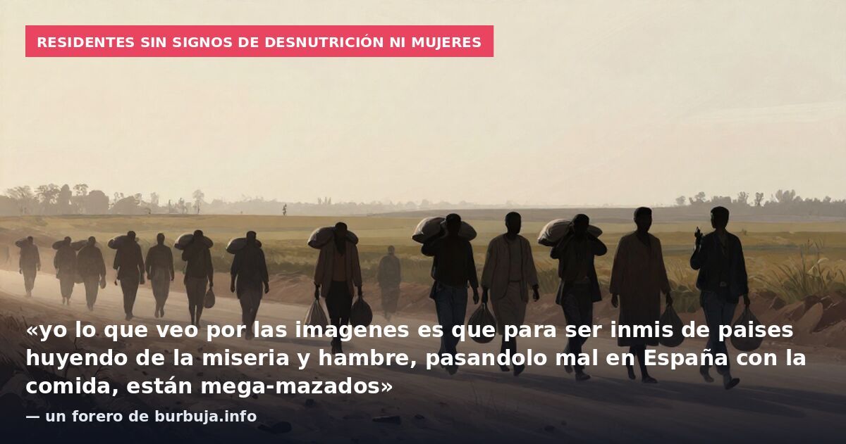 Residentes sin signos de desnutrición ni mujeres: «yo lo que veo por las imagenes es que para ser inmis de paises huyendo de la miseria y hambre, pasandolo mal en España con la comida, están mega-mazados» — un forero de burbuja.info