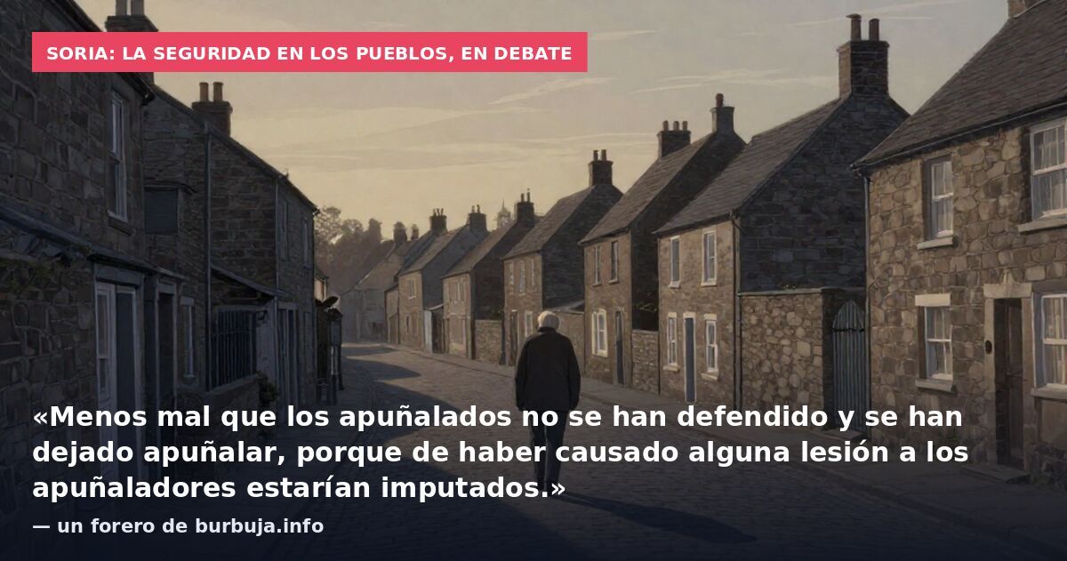 Soria: la seguridad en los pueblos, en debate: «Menos mal que los apuñalados no se han defendido y se han dejado apuñalar, porque de haber causado alguna lesión a los apuñaladores estarían imputados.» — un forero de burbuja.info