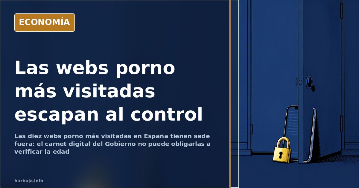 Ilustración editorial de una pantalla móvil con un candado digital ante webs porno extranjeras