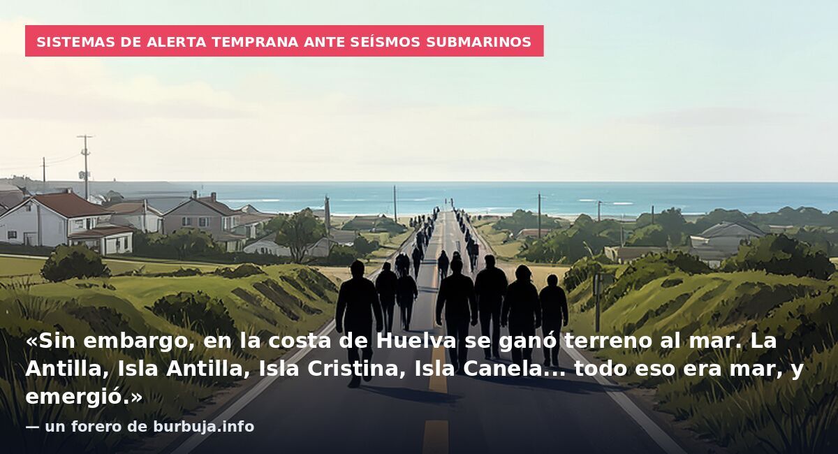 Sistemas de alerta temprana ante seísmos submarinos: «Sin embargo, en la costa de Huelva se ganó terreno al mar. La Antilla, Isla Antilla, Isla Cristina, Isla Canela... todo eso era mar, y emergió.» — un forero de burbuja.info