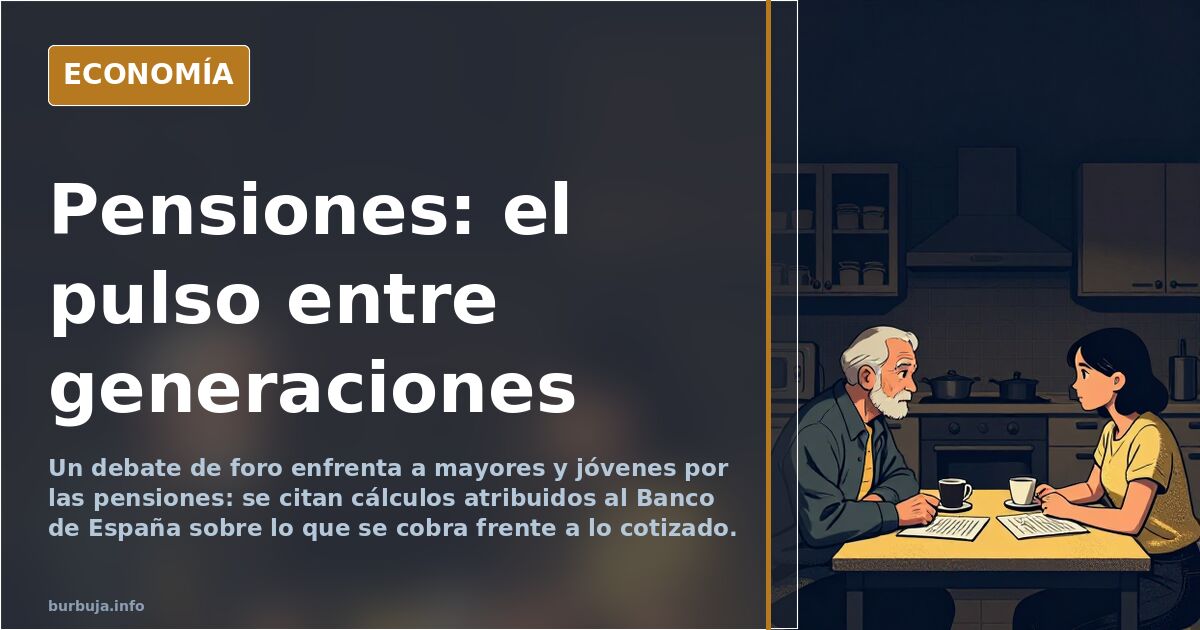 Ilustración editorial de una balanza desequilibrada entre pensiones y jóvenes en España