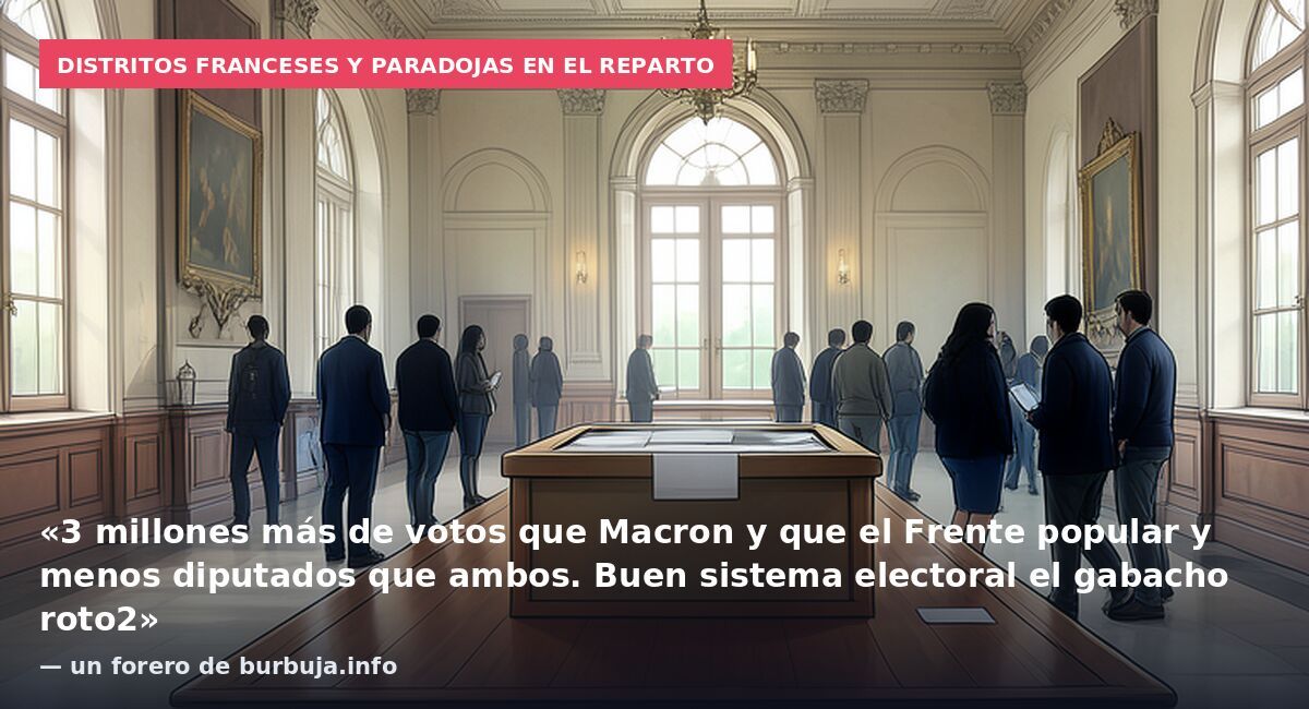 Distritos franceses y paradojas en el reparto: «3 millones más de votos que Macron y que el Frente popular y menos diputados que ambos. Buen sistema electoral el gabacho roto2» — un forero de burbuja.info