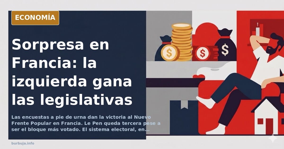 Gráfico de barras comparando votos y escaños de los tres bloques en las elecciones legislativas francesas