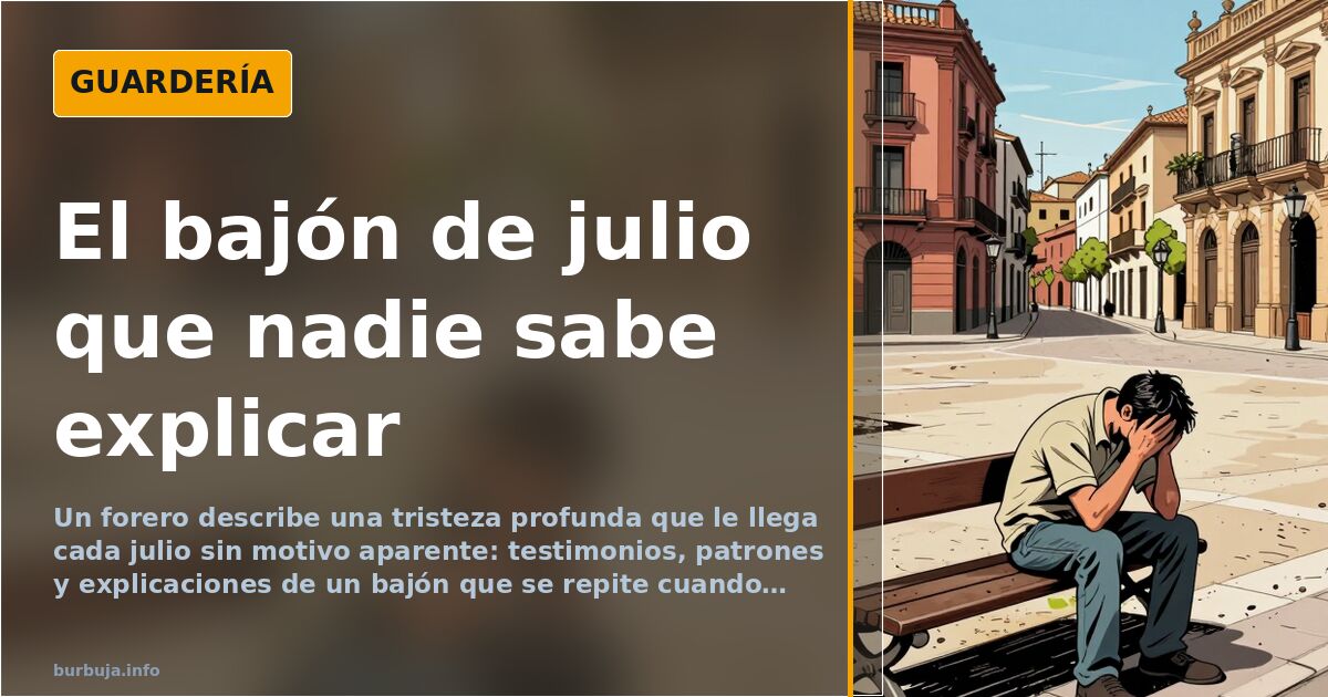 Persona sentada sola en un banco de parque en verano con expresión de tristeza profunda y vacío existencial