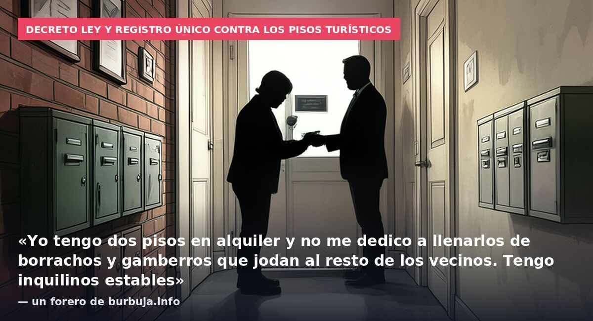 Decreto ley y registro único contra los pisos turísticos: «Yo tengo dos pisos en alquiler y no me dedico a llenarlos de borrachos y gamberros que jodan al resto de los vecinos. Tengo inquilinos estables» — un forero de burbuja.info