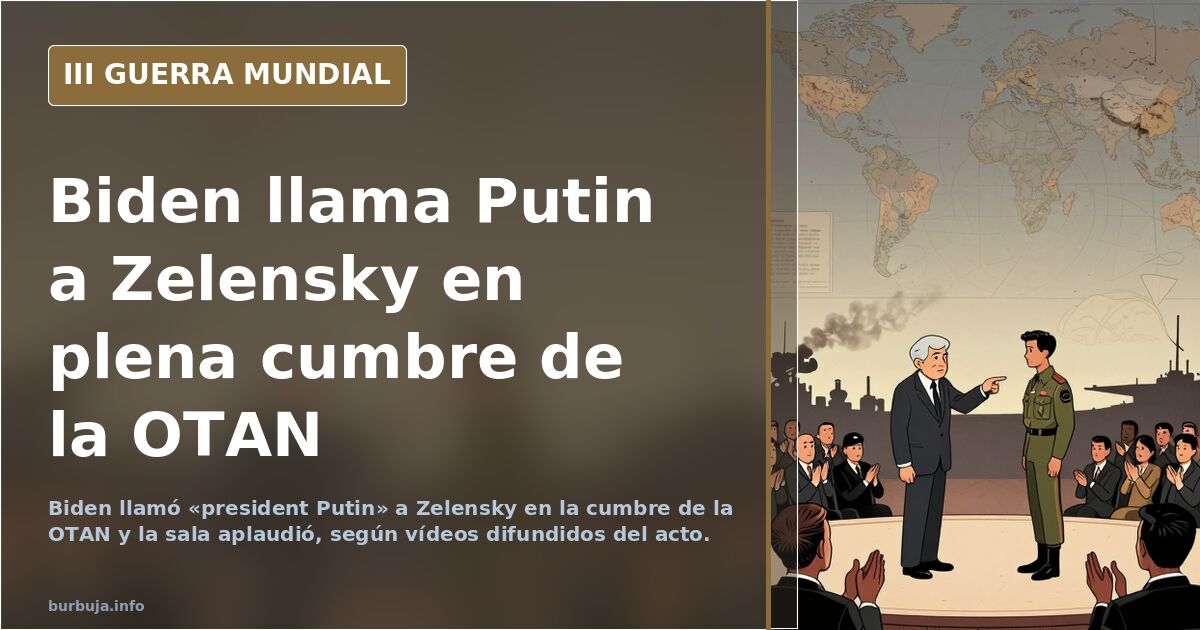 Sala de cumbre internacional con banderas de la OTAN y pantallas al fondo, en tonos desaturados