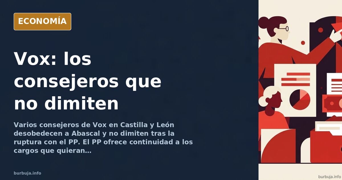 Ilustración editorial de consejeros de Vox aferrados a sus sillones en Castilla y León tras la ruptura con el PP