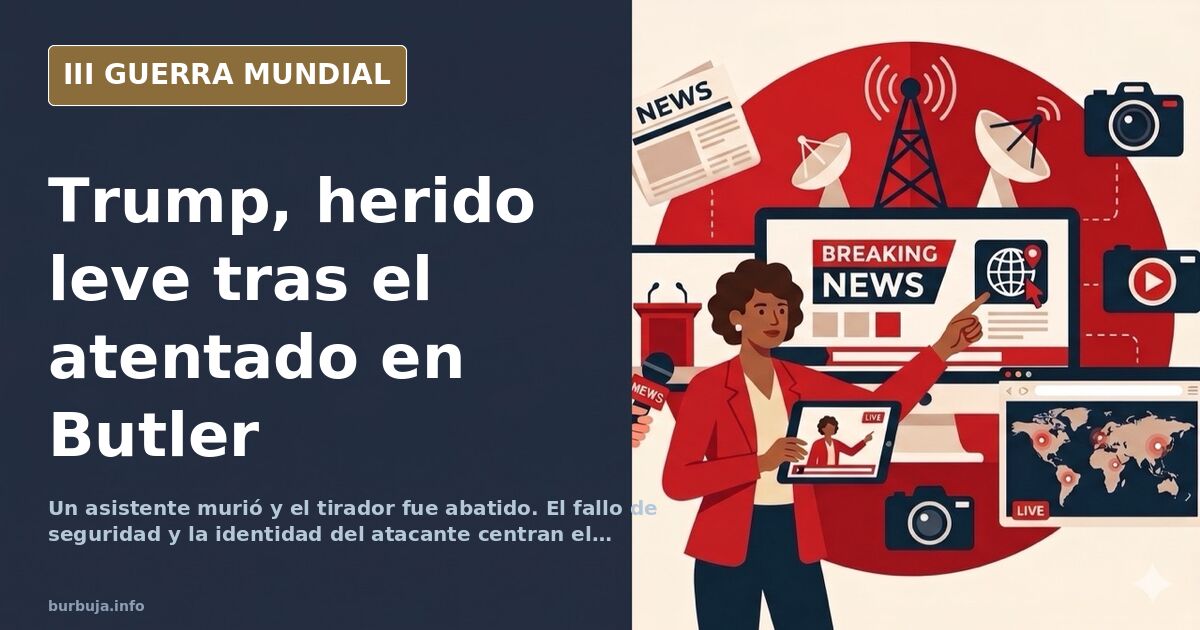 Silueta de un tejado con un rifle apuntando hacia un escenario con banderas, bajo un cielo desaturado