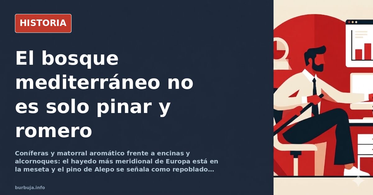 Pinar mediterráneo de pino carrasco con matorral aromático de romero y tomillo sobre terreno seco y calizo