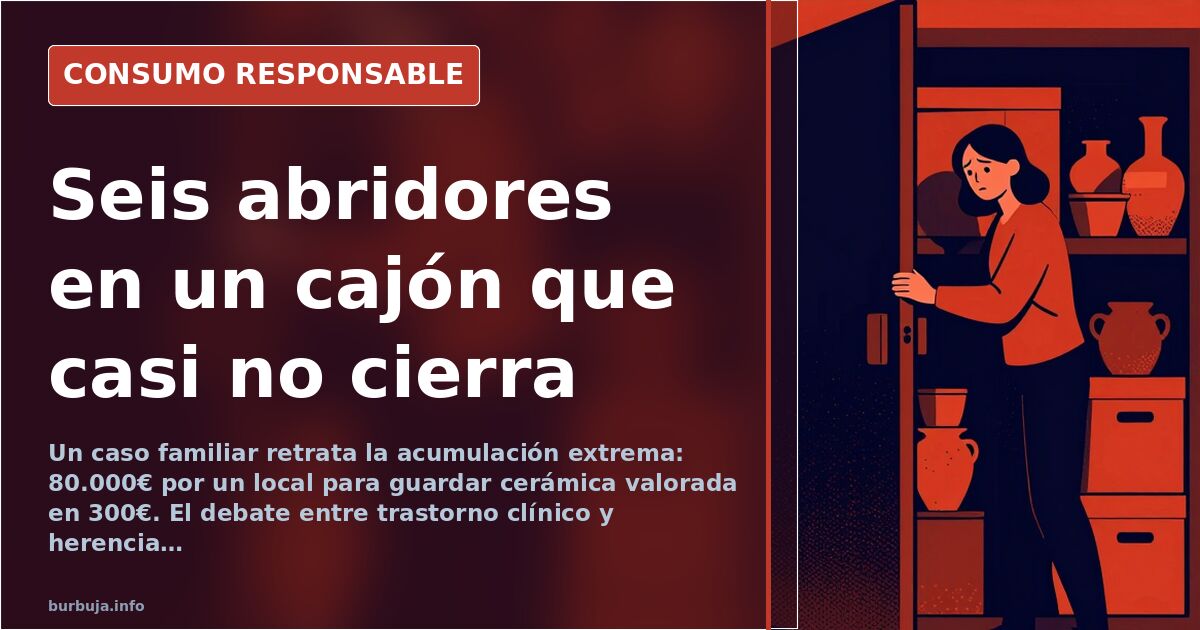 Cajón de cocina atestado de utensilios y abridores apilados sin orden, imagen del trastorno de acumulación doméstica