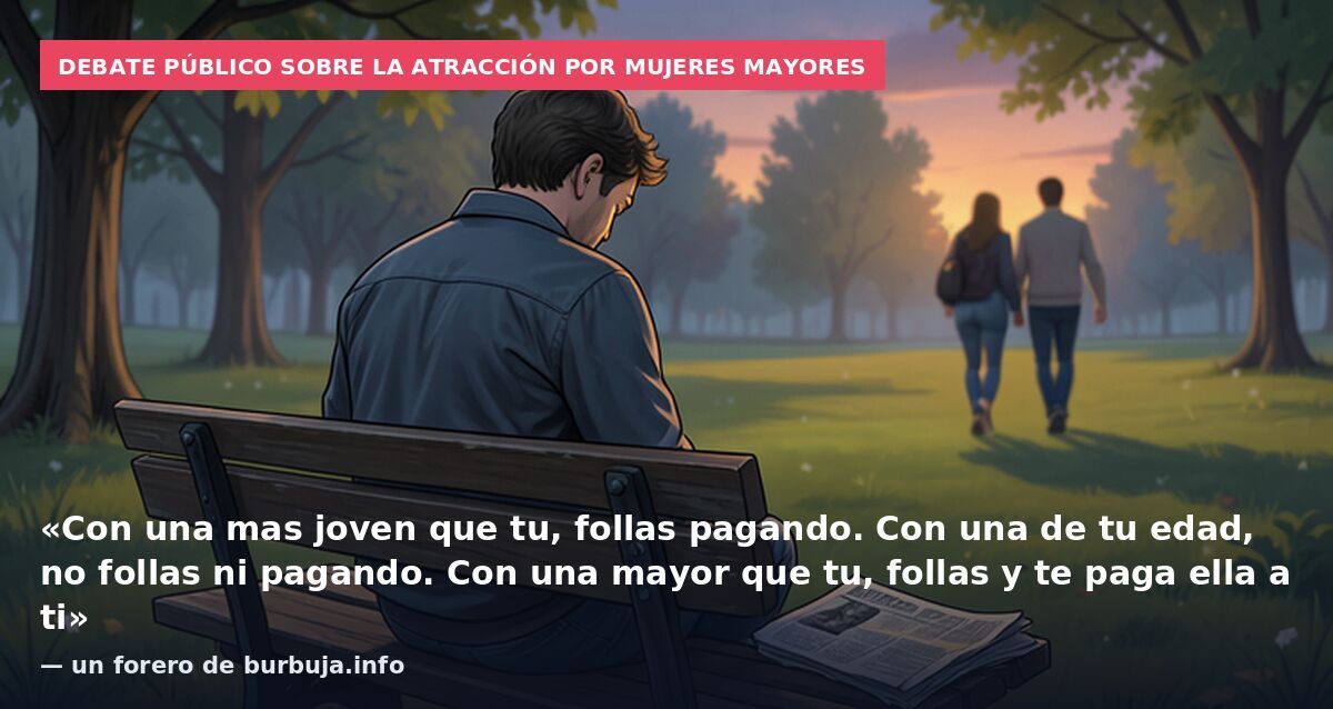 Debate público sobre la atracción por mujeres mayores: «Con una mas joven que tu, follas pagando. Con una de tu edad, no follas ni pagando. Con una mayor que tu, follas y te paga ella a ti» — un forero de burbuja.info