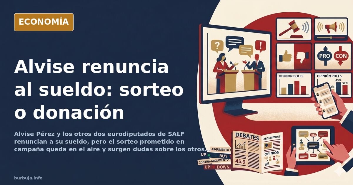 Ilustración editorial de un escaño vacío en el Parlamento Europeo con un sobre de nómina sin abrir sobre la mesa