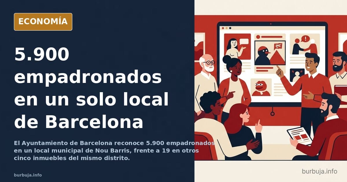 Edificio municipal de Barcelona con expedientes de empadronamiento apilados en la fachada