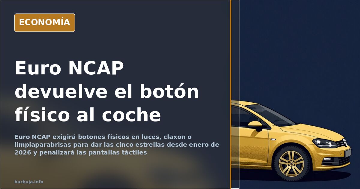 Salpicadero de un coche con botones físicos y ruedas de climatización junto a una pantalla táctil apagada de gran tamaño