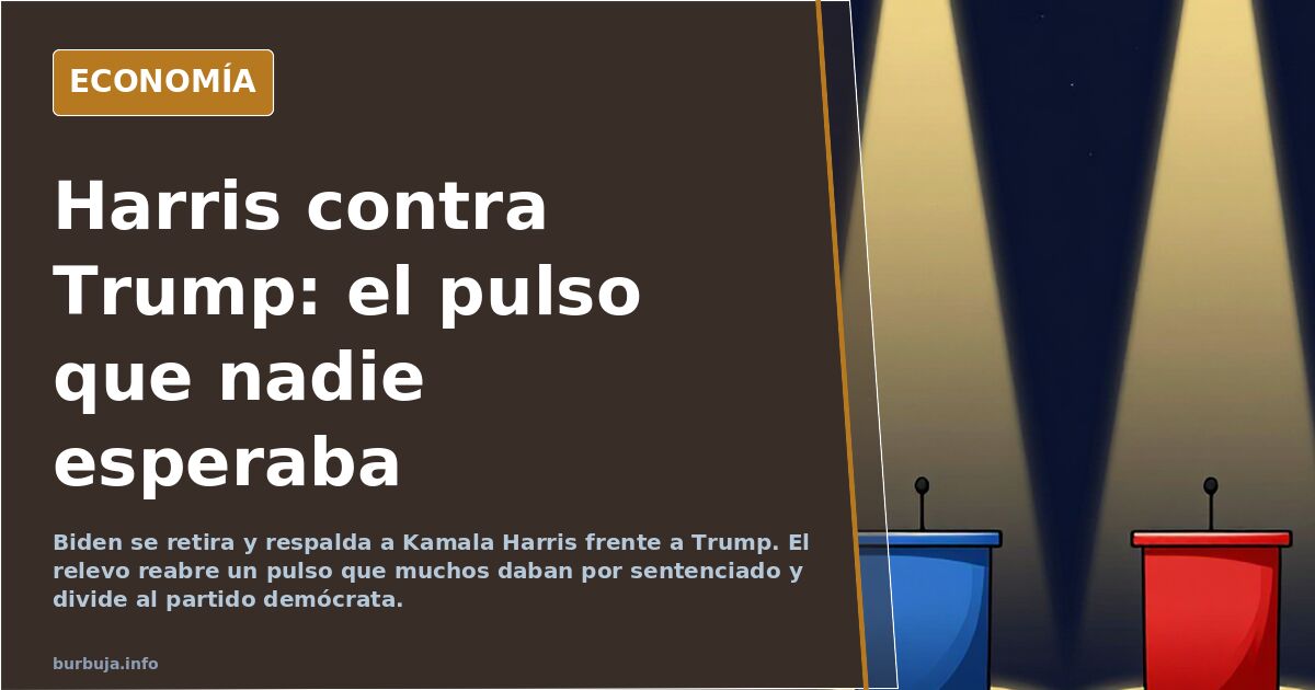 Ilustración editorial de Kamala Harris y Donald Trump frente a frente en un tablero de ajedrez, con la Casa Blanca al fondo