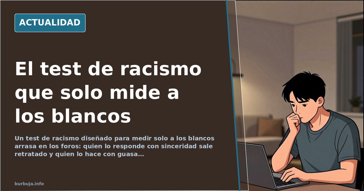Pantalla de ordenador mostrando un cuestionario online sobre racismo con casillas de verificación y una barra de progreso a m