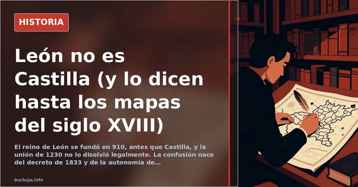 Mapa histórico de los reinos de León y Castilla con la frontera divisoria entre ambas regiones en la península ibérica