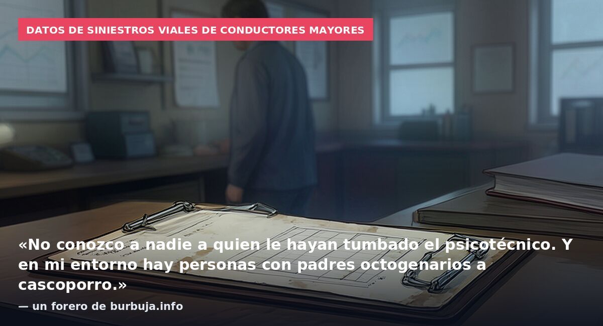 Datos de siniestros viales de conductores mayores: «No conozco a nadie a quien le hayan tumbado el psicotécnico. Y en mi entorno hay personas con padres octogenarios a cascoporro.» — un forero de burbuja.info