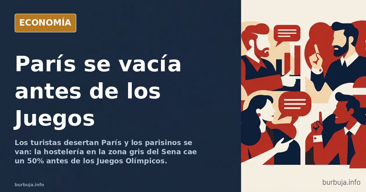 Vista de las vallas en el Sena y calles vacías de París antes de los Juegos Olímpicos