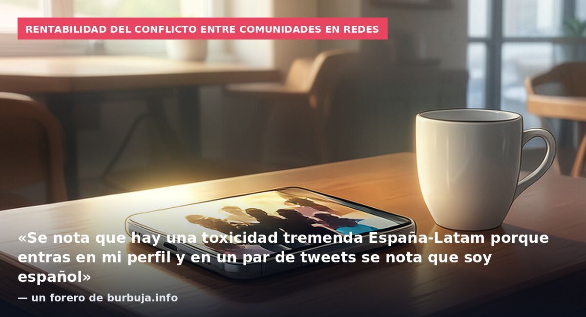 Rentabilidad del conflicto entre comunidades en redes: «Se nota que hay una toxicidad tremenda España-Latam porque entras en mi perfil y en un par de tweets se nota que soy español» — un forero de burbuja.info