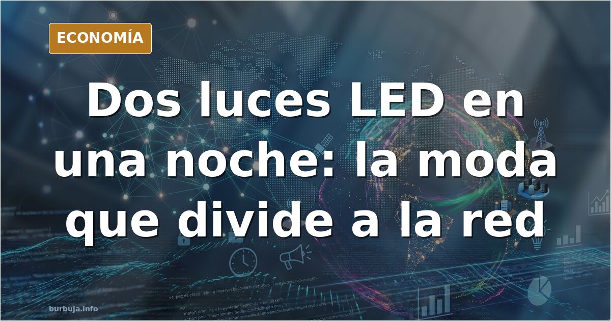 Dos figuras femeninas de espaldas caminando de noche por una calle urbana con puntos de luz LED encendidos