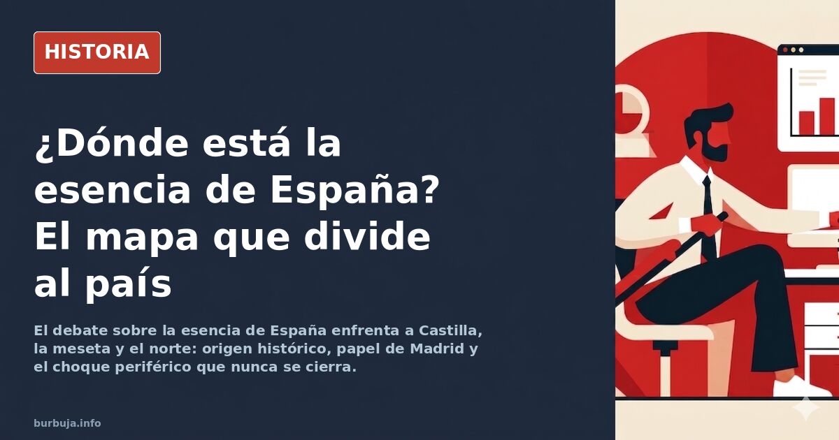 Mapa de España con las regiones señaladas en el debate sobre la esencia española y el origen histórico de Castilla
