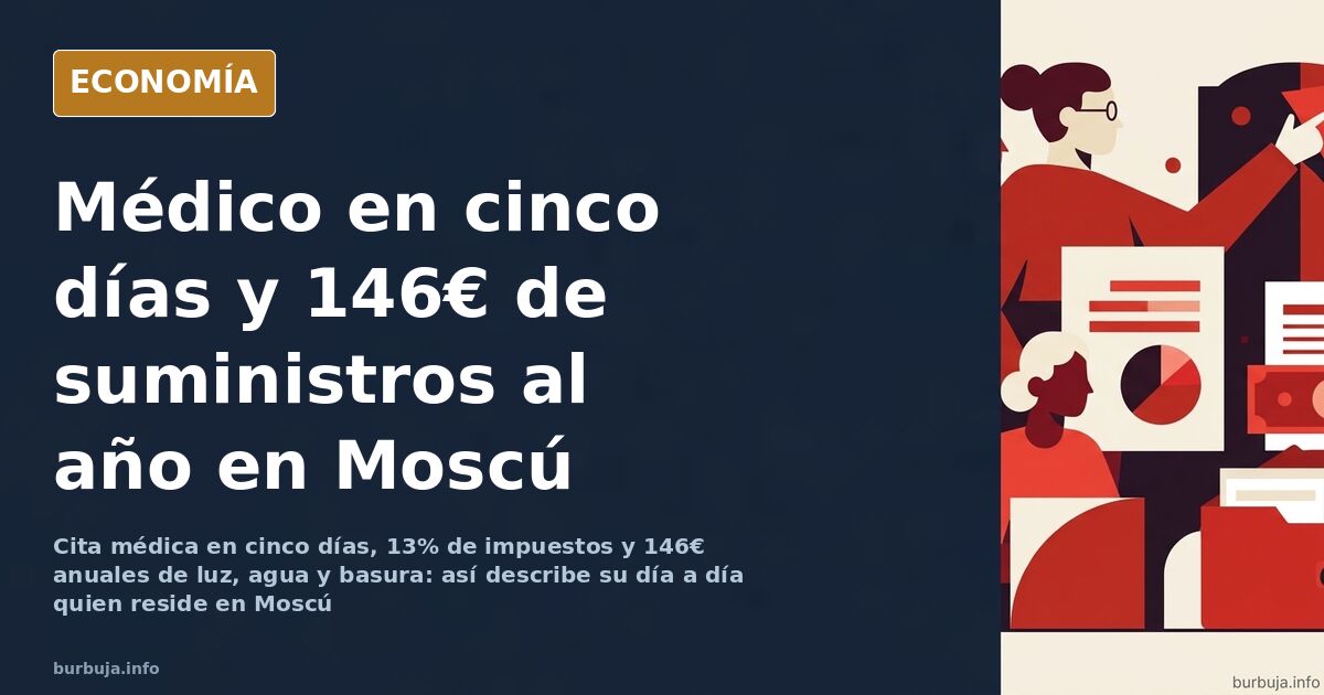 Interior de un centro de salud descrito como público en Moscú, con sofás, pantallas de turno y dispensadores de agua gratuita