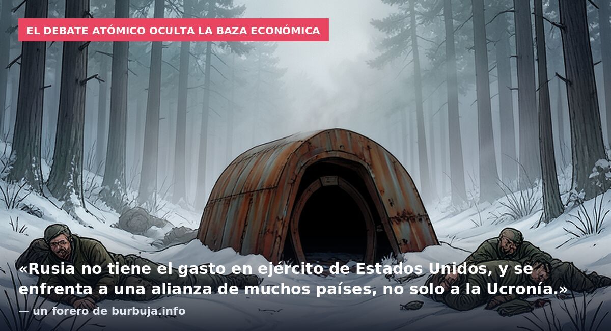 El debate atómico oculta la baza económica: «Rusia no tiene el gasto en ejército de Estados Unidos, y se enfrenta a una alianza de muchos países, no solo a la Ucronía.» — un forero de burbuja.info