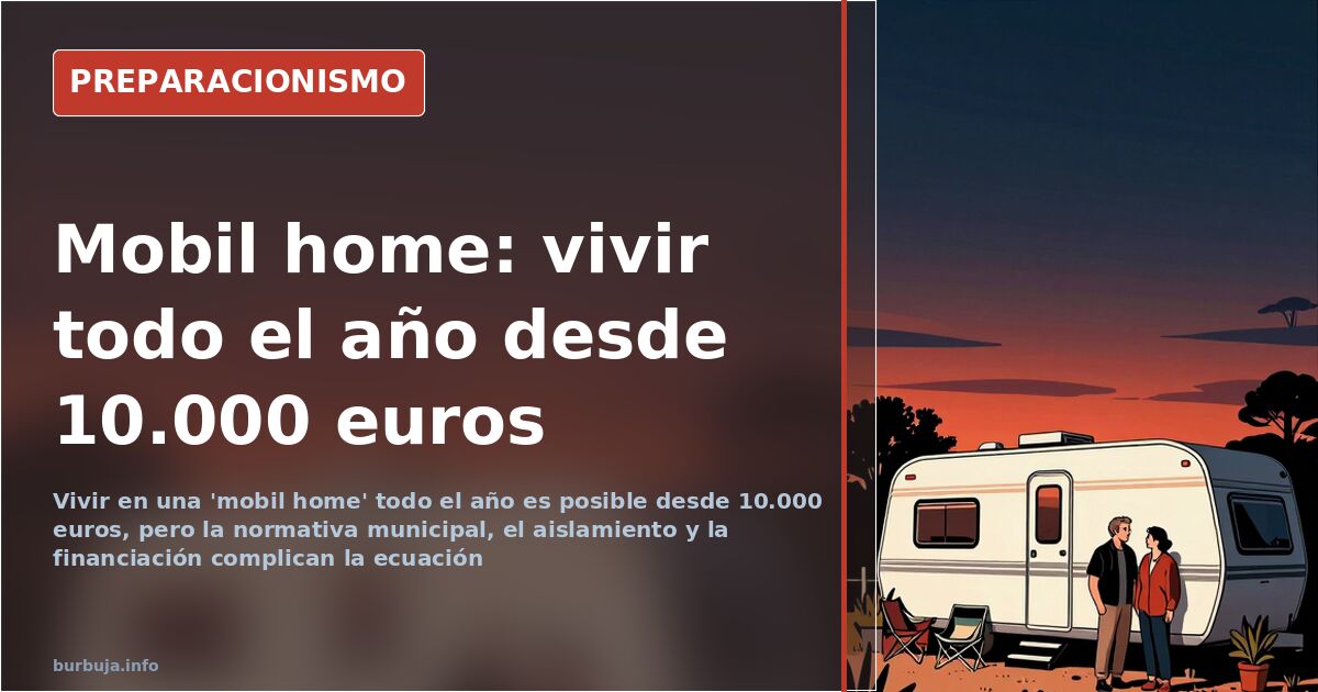 Interior de una casa prefabricada móvil con cocina y salón integrados, ejemplo de mobil home para vivir todo el año