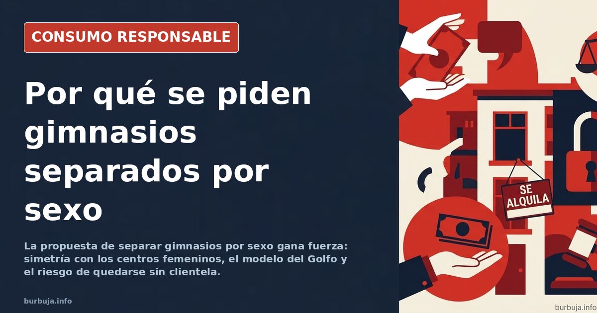 Sala de pesas con máquinas y mancuernas, imagen que ilustra el debate sobre gimnasios separados por sexo y espacios solo para