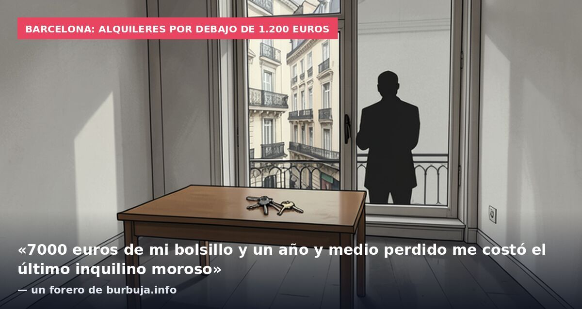 Barcelona: alquileres por debajo de 1.200 euros: «7000 euros de mi bolsillo y un año y medio perdido me costó el último inquilino moroso» — un forero de burbuja.info