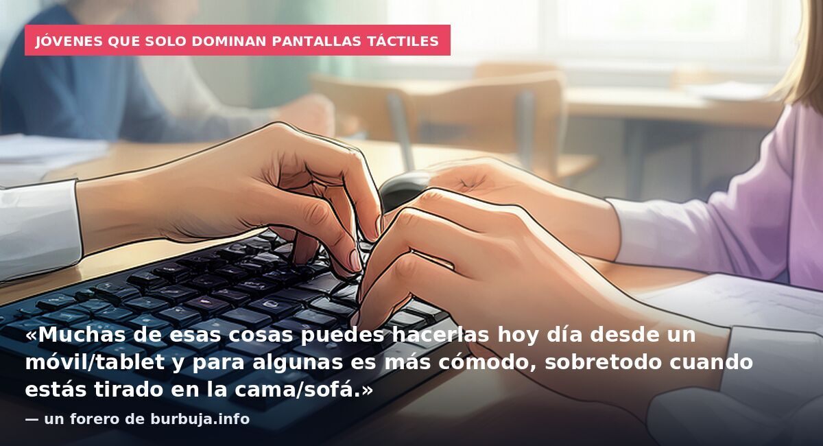 Jóvenes que solo dominan pantallas táctiles: «Muchas de esas cosas puedes hacerlas hoy día desde un móvil/tablet y para algunas es más cómodo, sobretodo cuando estás tirado en la cama/sofá.» — un forero de burbuja.info