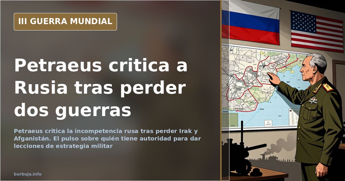Silueta de un general ante un mapa de Ucrania con equipamiento militar y humo en el horizonte