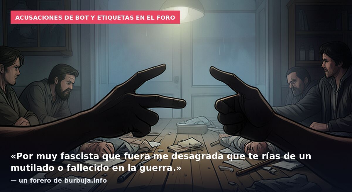 Acusaciones de bot y etiquetas en el foro: «Por muy fascista que fuera me desagrada que te rías de un mutilado o fallecido en la guerra.» — un forero de burbuja.info