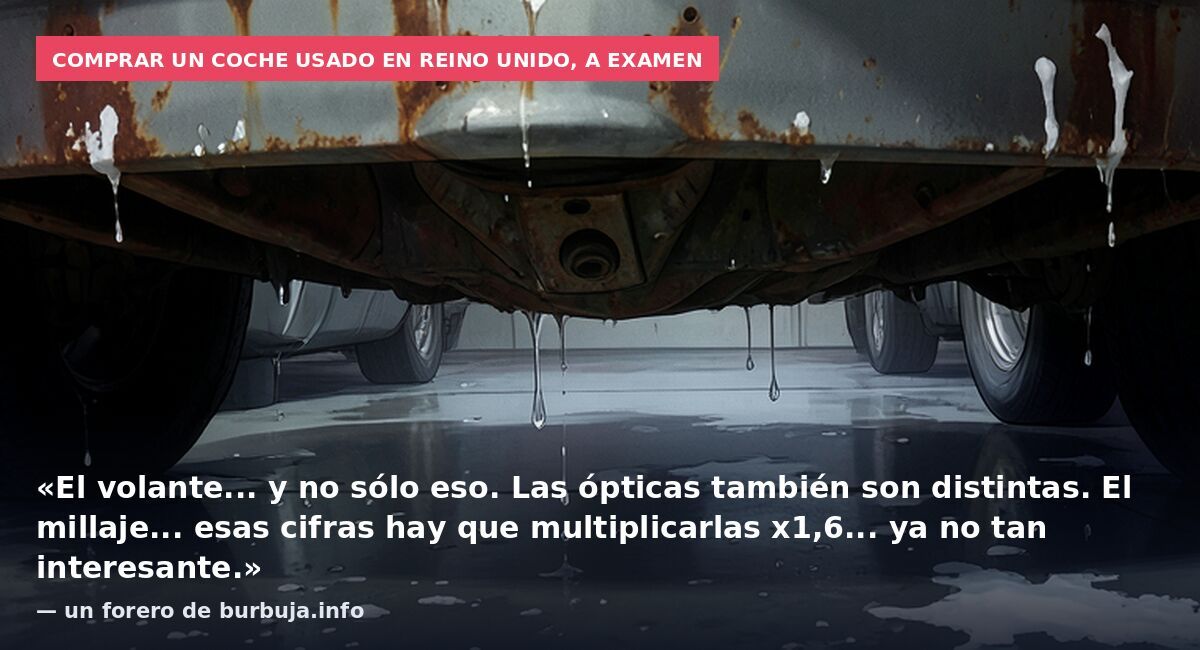 Comprar un coche usado en Reino Unido, a examen: «El volante... y no sólo eso. Las ópticas también son distintas. El millaje... esas cifras hay que multiplicarlas x1,6... ya no tan interesante.» — un forero de burbuja.info