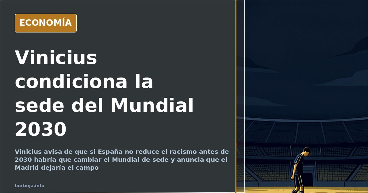 Estadio de fútbol con las gradas vacías y un balón sobre el césped, imagen del debate sobre el Mundial 2030 y el racismo