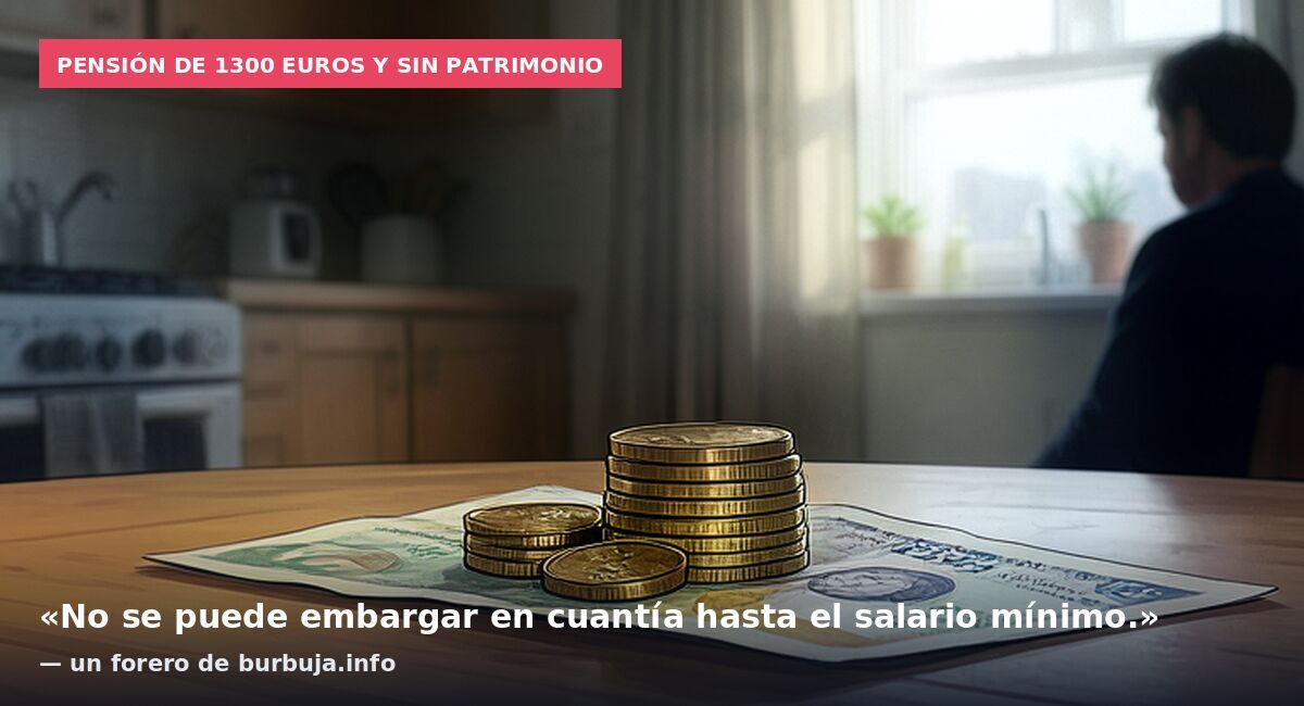 Pensión de 1300 euros y sin patrimonio: «No se puede embargar en cuantía hasta el salario mínimo.» — un forero de burbuja.info