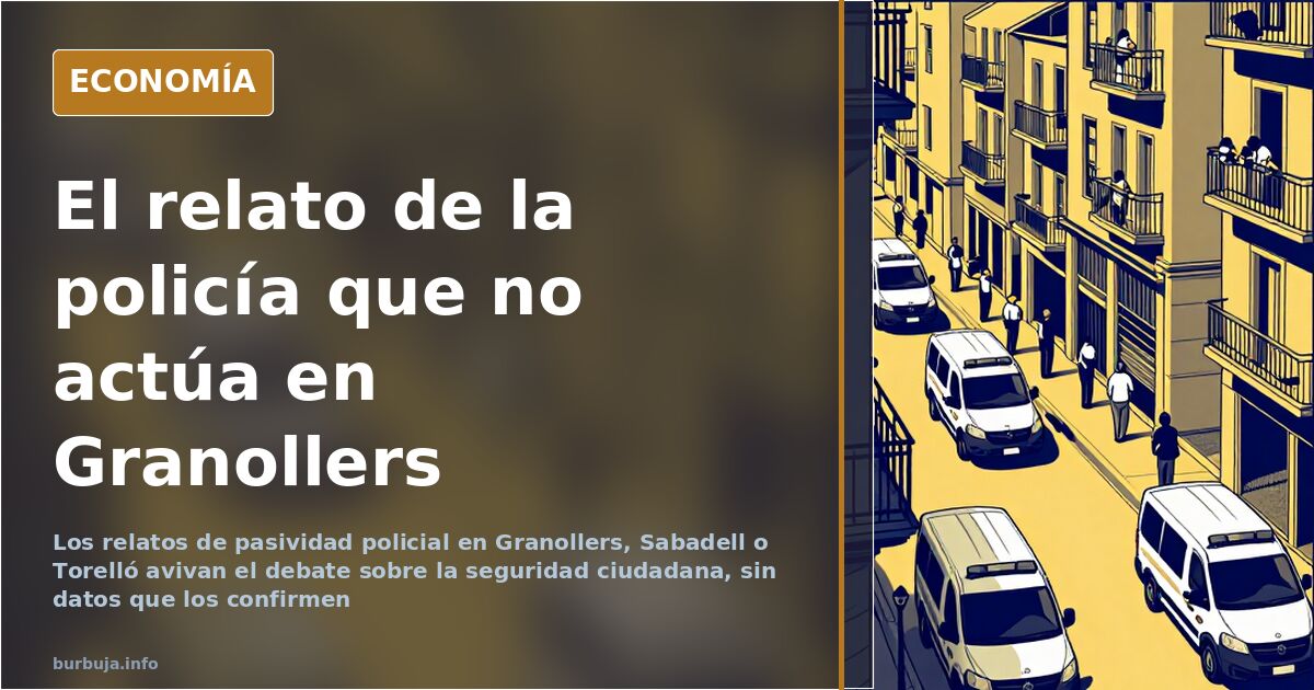 Comisaría de policía en Cataluña con coches patrulla estacionados en la puerta y varios agentes de espaldas